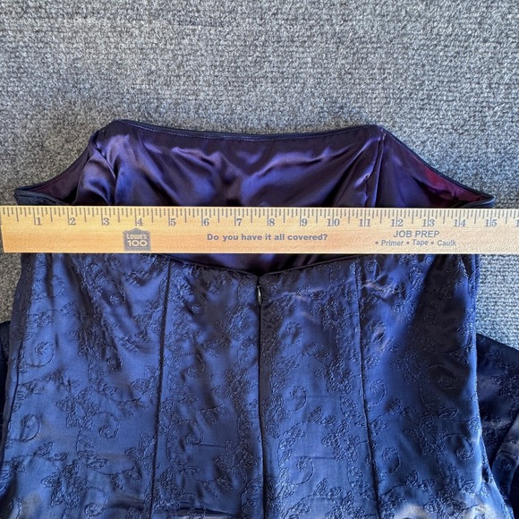 Jessica McClintock Navy Blue Floral Embroidered Strapless Evening Gown 12 - Picture 8 of 9